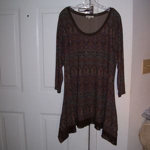 Indigo Soul Tunic Top Brown 2XL Poly Spandex Blend